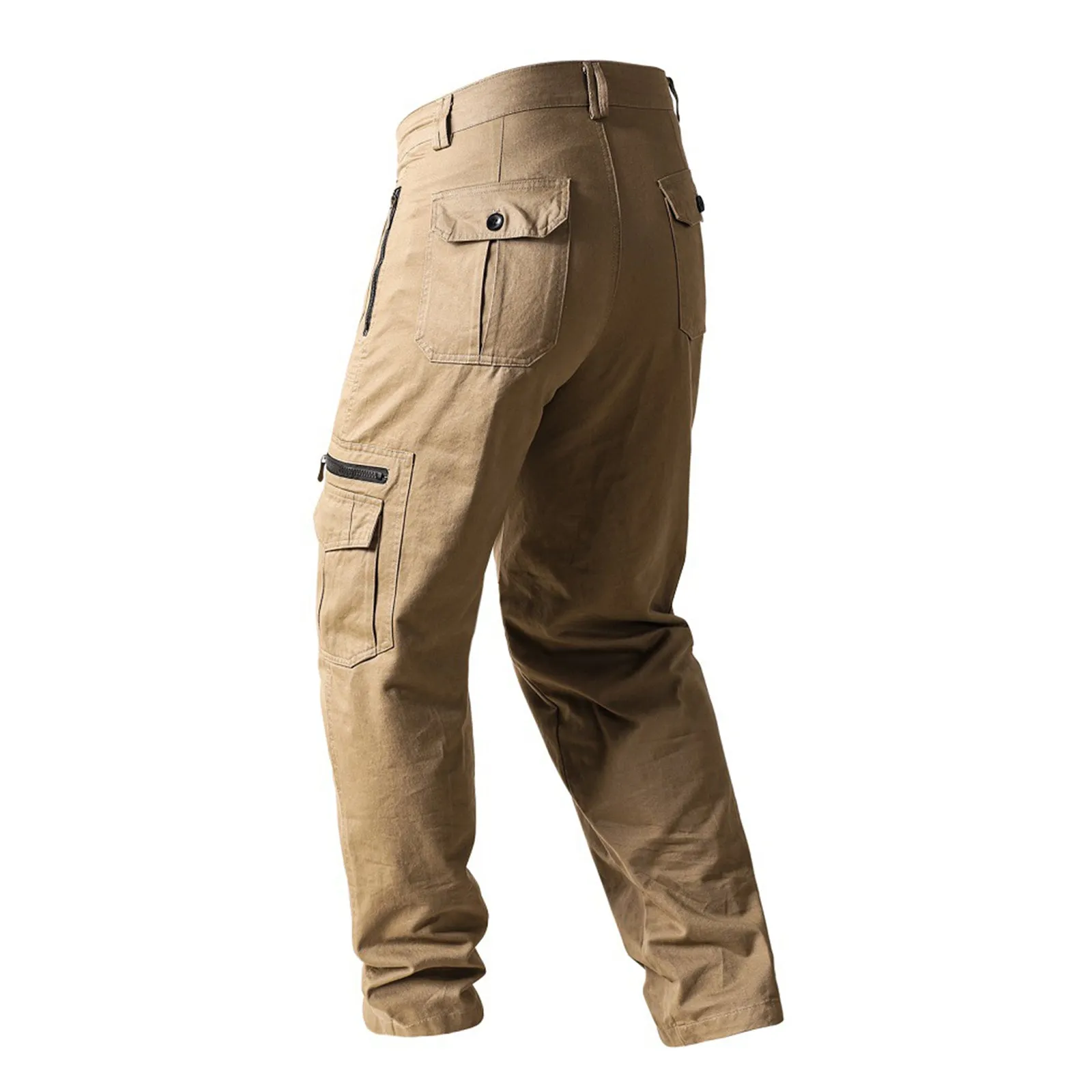 100% COTTON MULTI-POCKETS ZIPPER CARGO PANTS