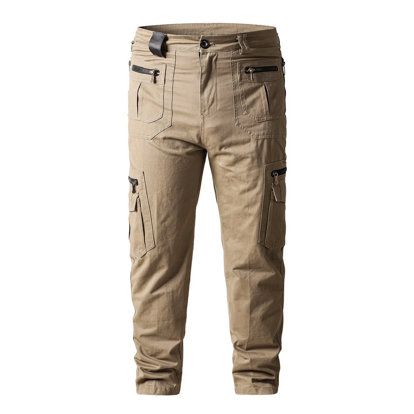 100% COTTON MULTI-POCKETS ZIPPER CARGO PANTS