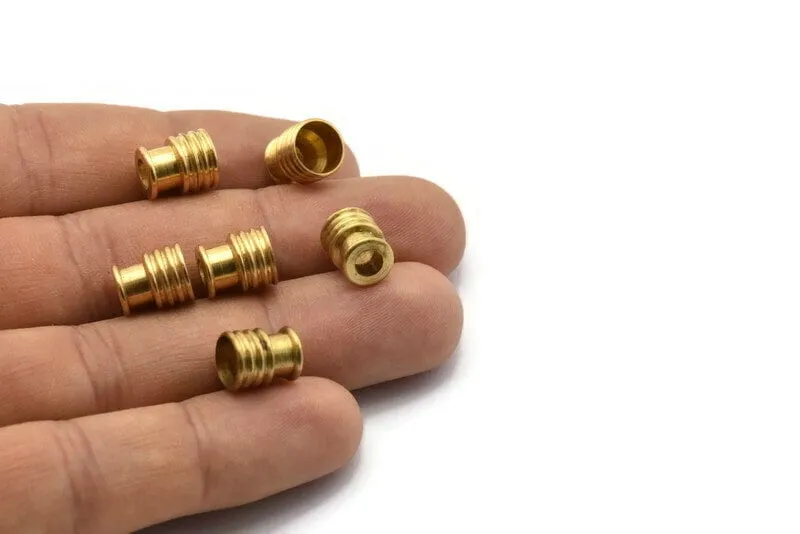 12 Raw Brass Industrial Tubes, Spacer Beads, End Beads, Findings (10.5x9 Mm)  D0052