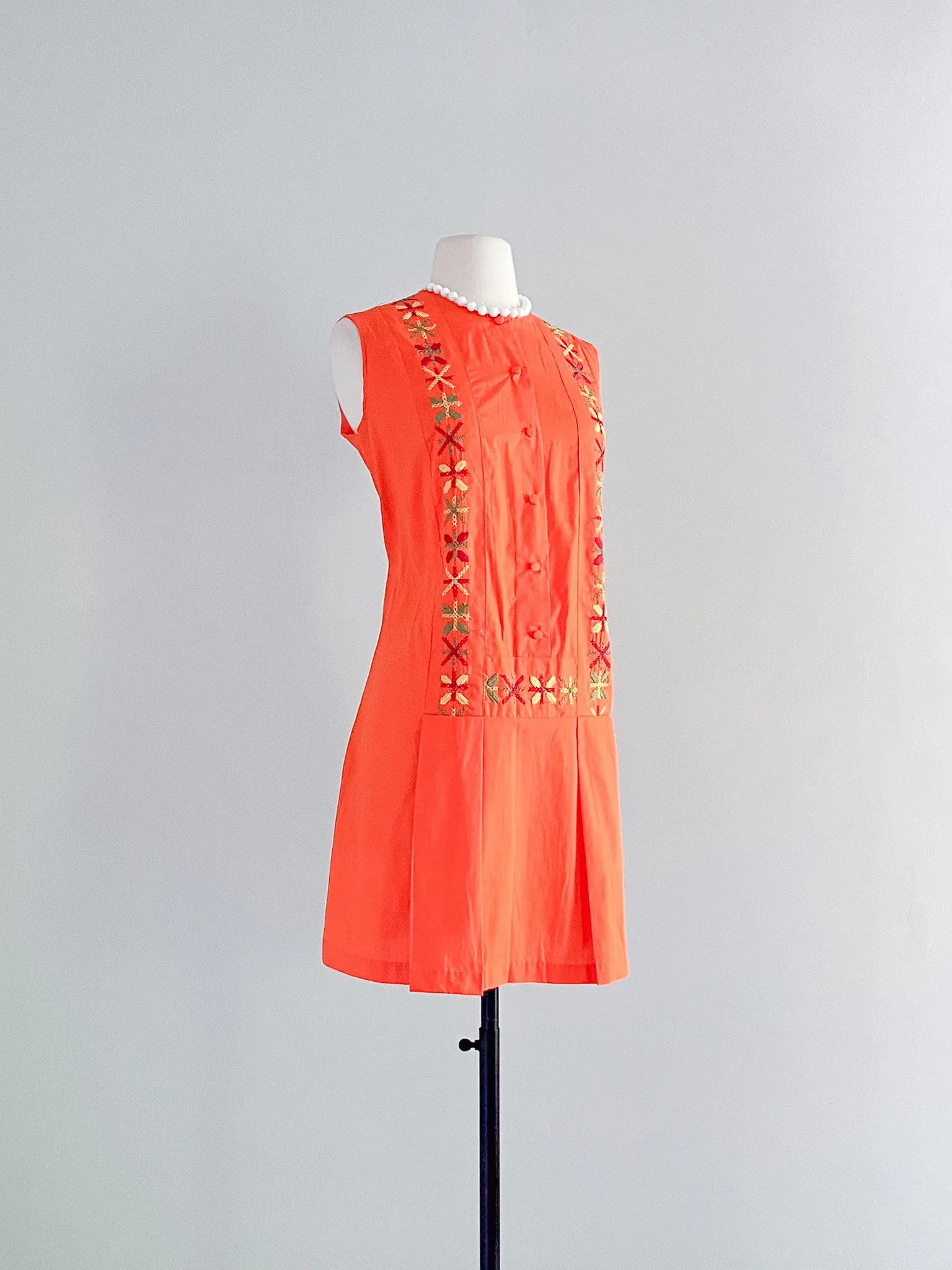 1960's Tangerine Dream Embroidered Summer Shift / Sz M