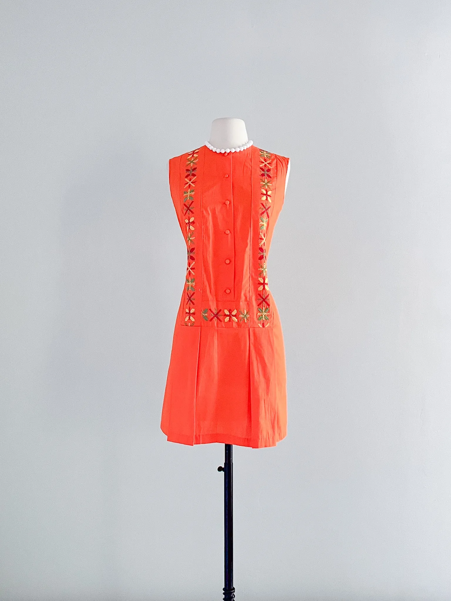 1960's Tangerine Dream Embroidered Summer Shift / Sz M