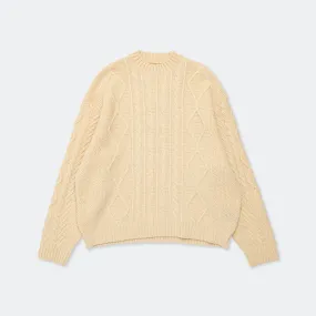 5G Wool Cable Knit PROFILE RAINBOWY Patch Sweater - Nat