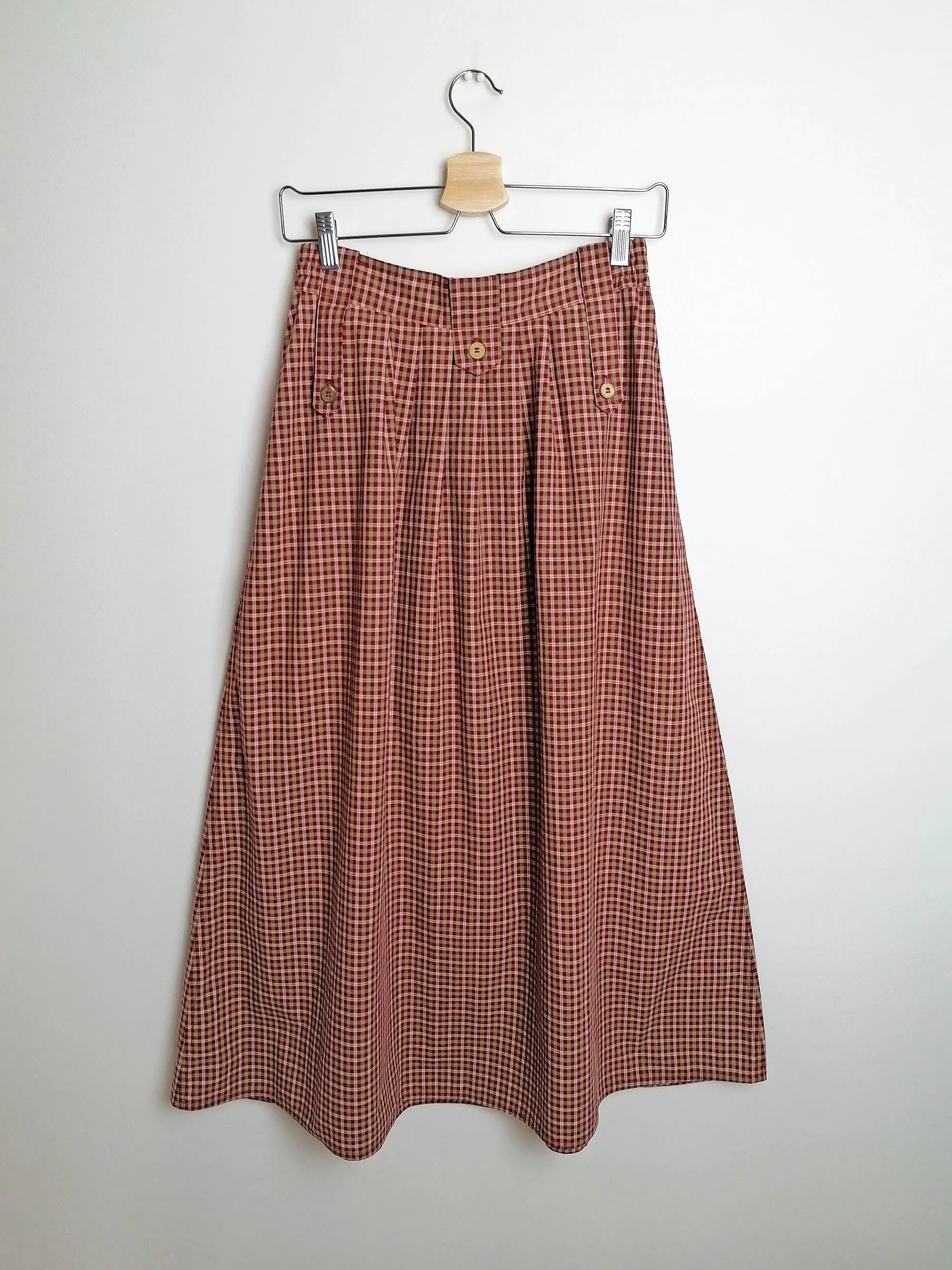 90's BEEQ High Waist Prairie Skirt Gingham Print - size S-M