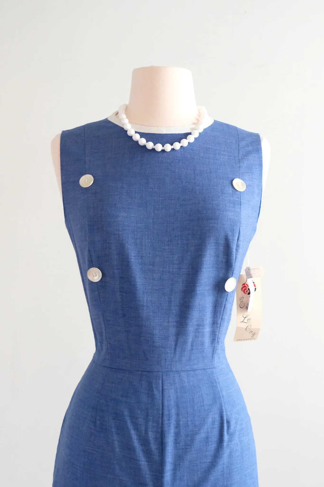 Adorable 1960's NOS Eve Le Coq Chambray Romper Dress Set / M