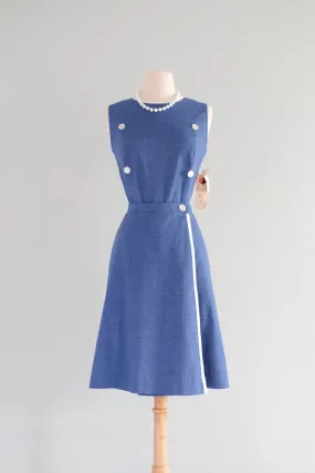 Adorable 1960's NOS Eve Le Coq Chambray Romper Dress Set / M