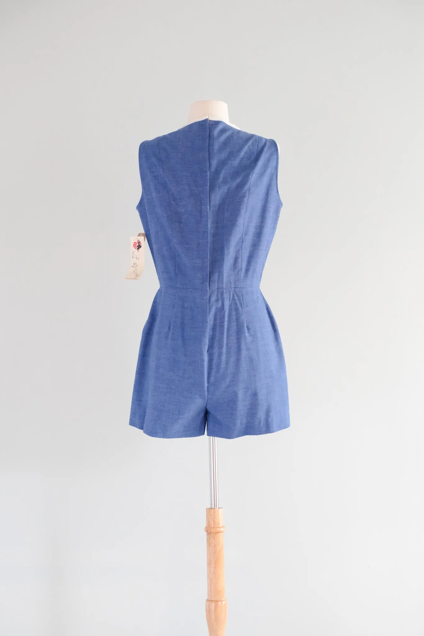 Adorable 1960's NOS Eve Le Coq Chambray Romper Dress Set / M