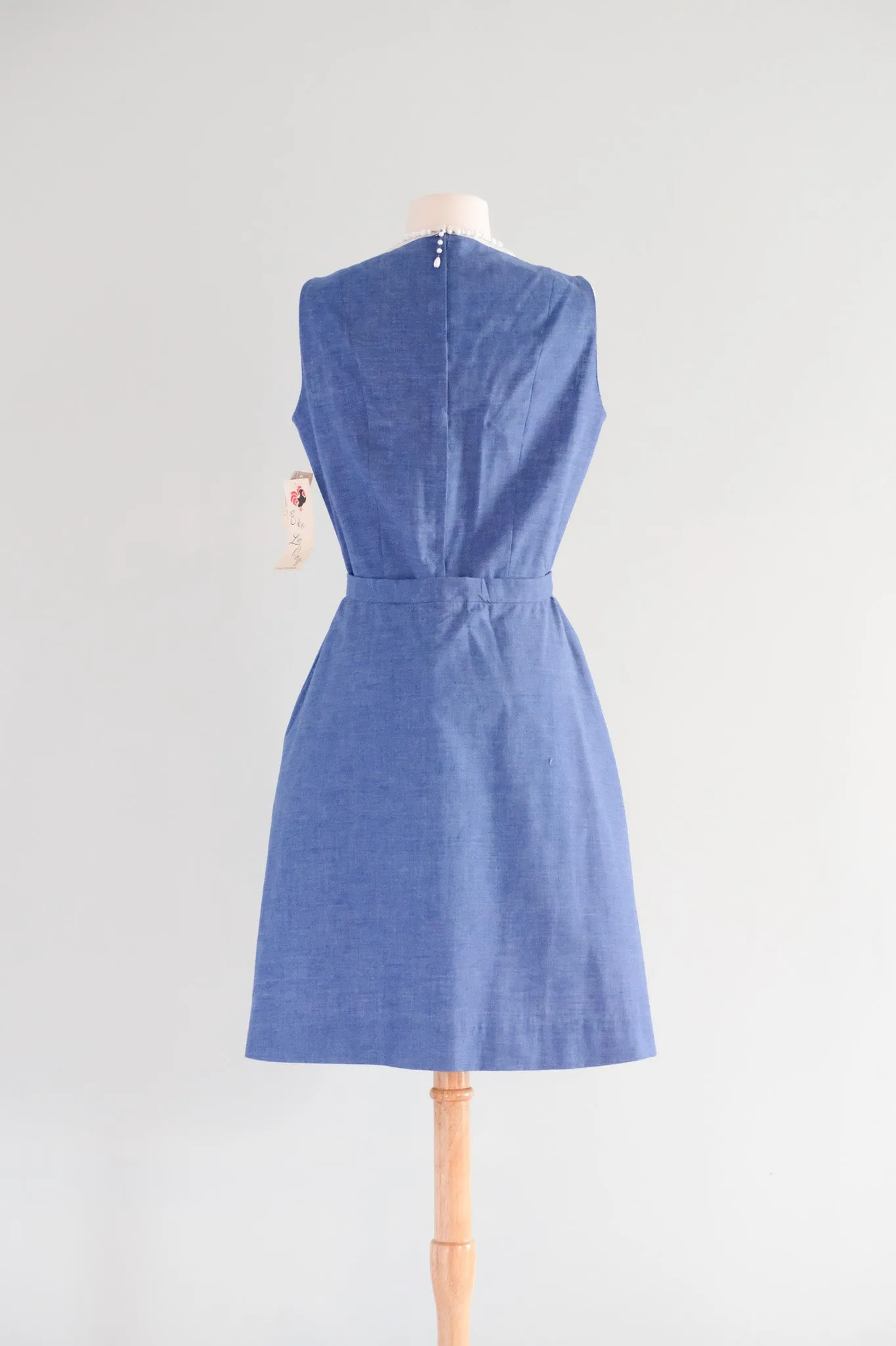 Adorable 1960's NOS Eve Le Coq Chambray Romper Dress Set / M