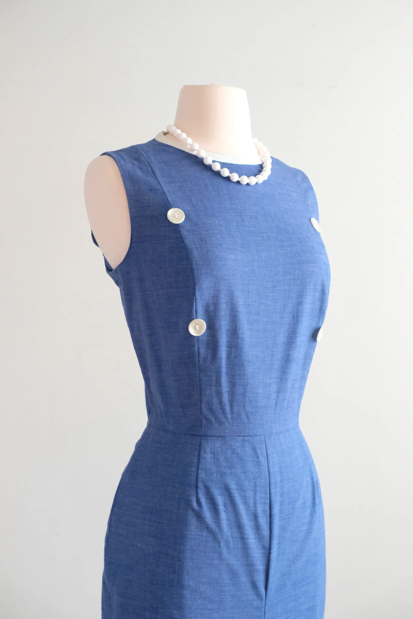 Adorable 1960's NOS Eve Le Coq Chambray Romper Dress Set / M