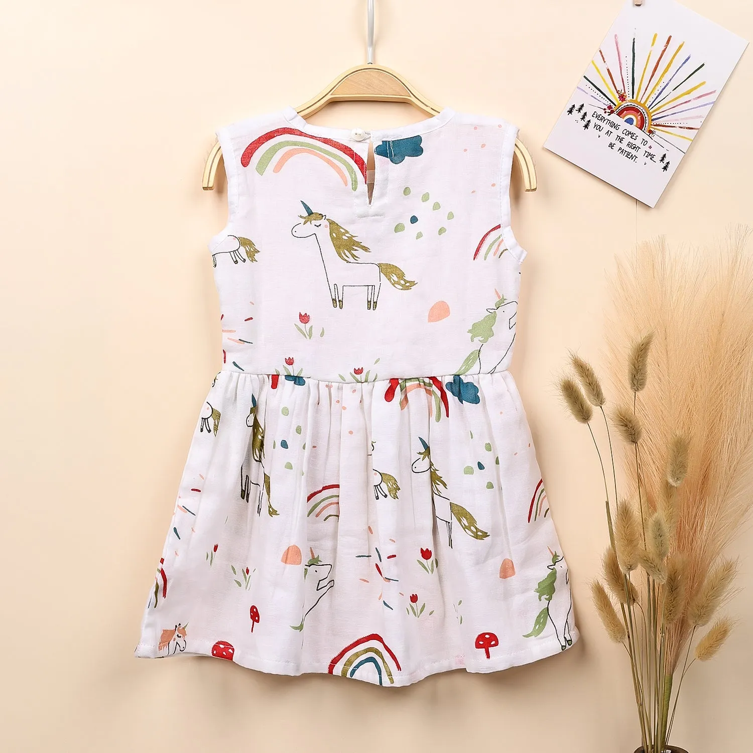 Baby Girl Organic Cotton Sleeveless Frock | Unicorn