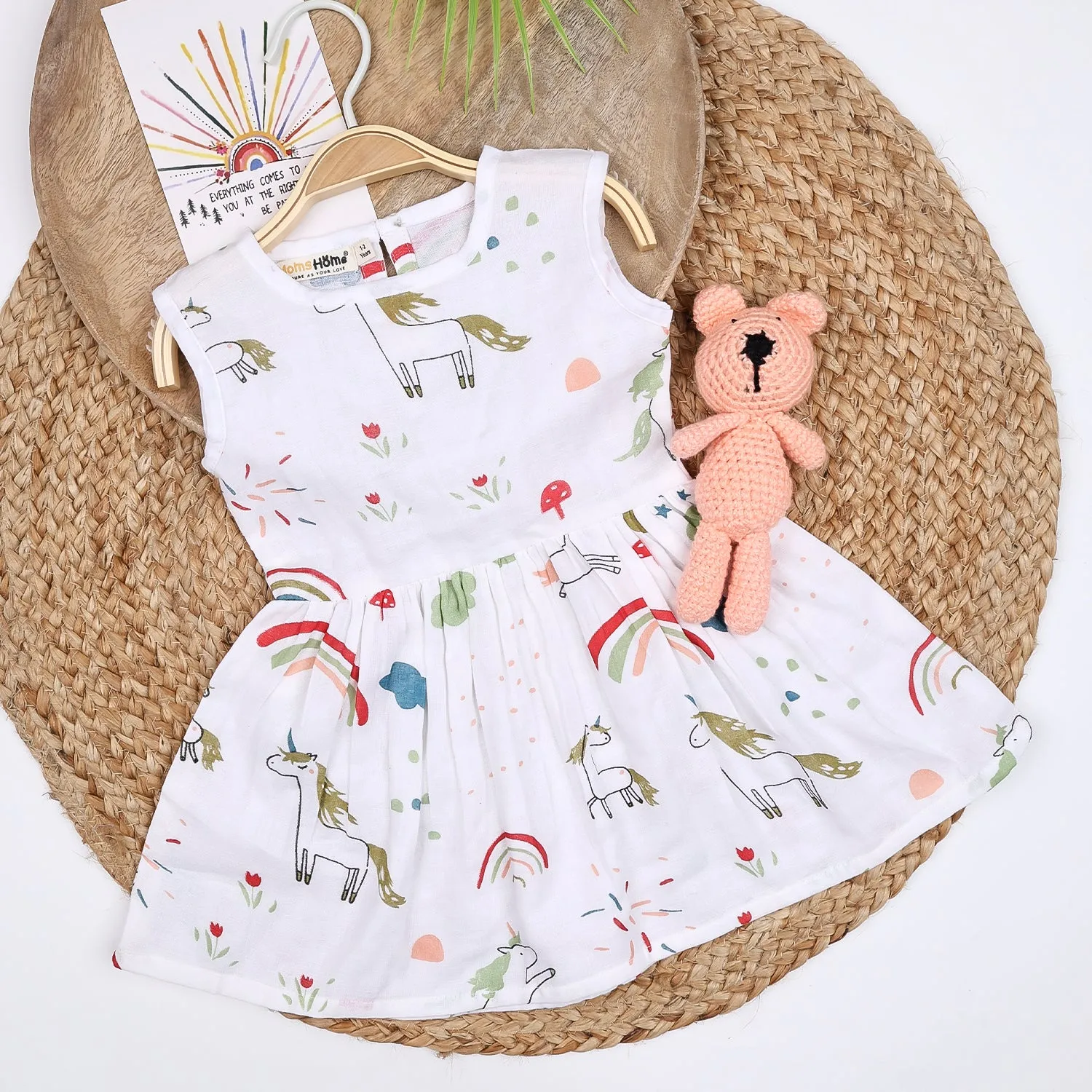 Baby Girl Organic Cotton Sleeveless Frock | Unicorn