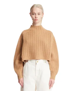 Beige Cropped Buttoned Sweater