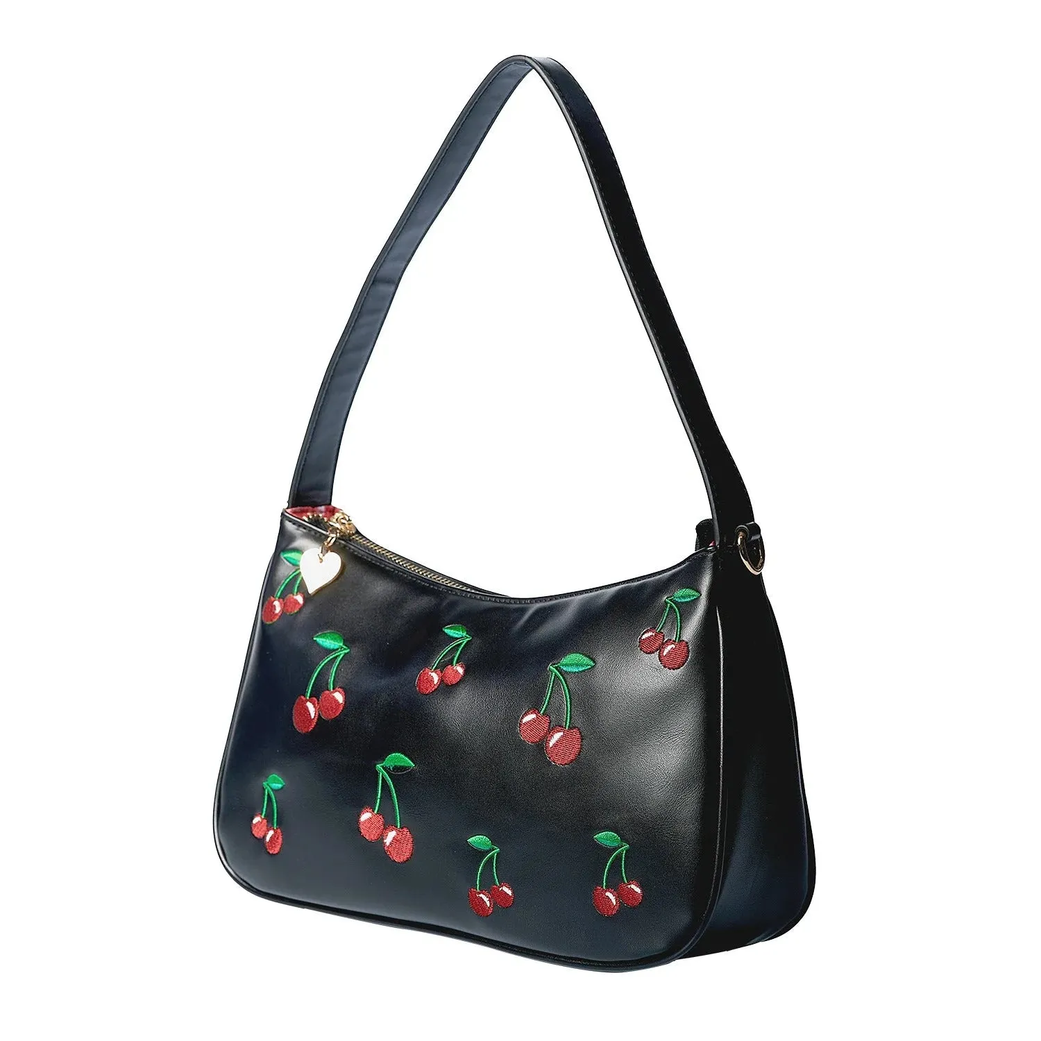 Black Cherry Print Shoulder Bag