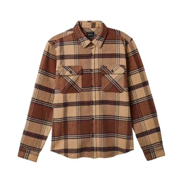 Brixton Bowery Heavy Weight  L/S Flannel - Sand Bison