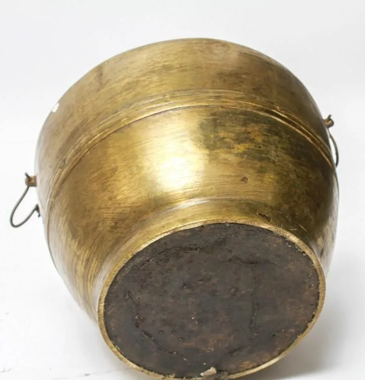 Chinese Brass Covered Pot With Triangular Motifs