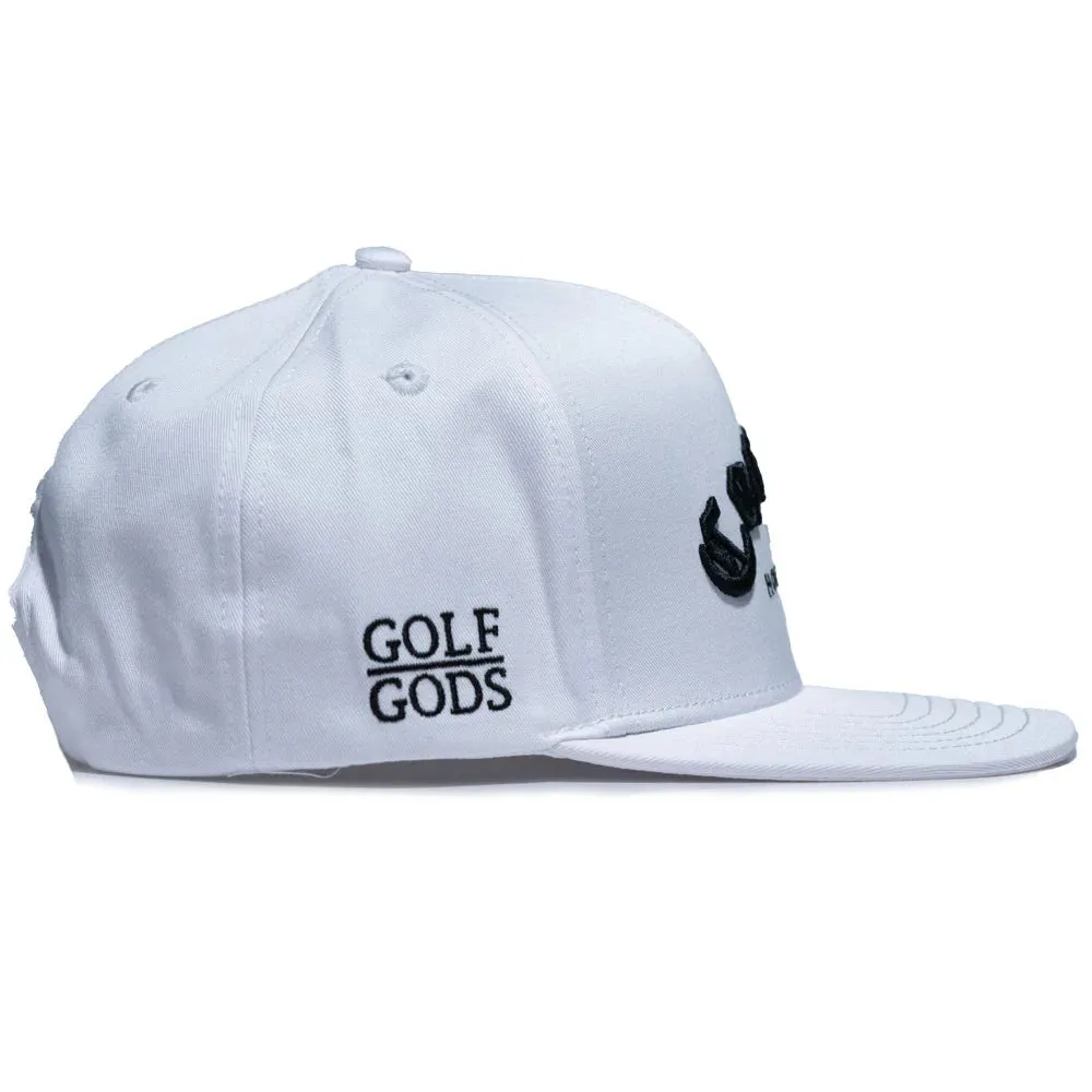 Cocaine & Hookers Golf Hat in White with Flat Brim