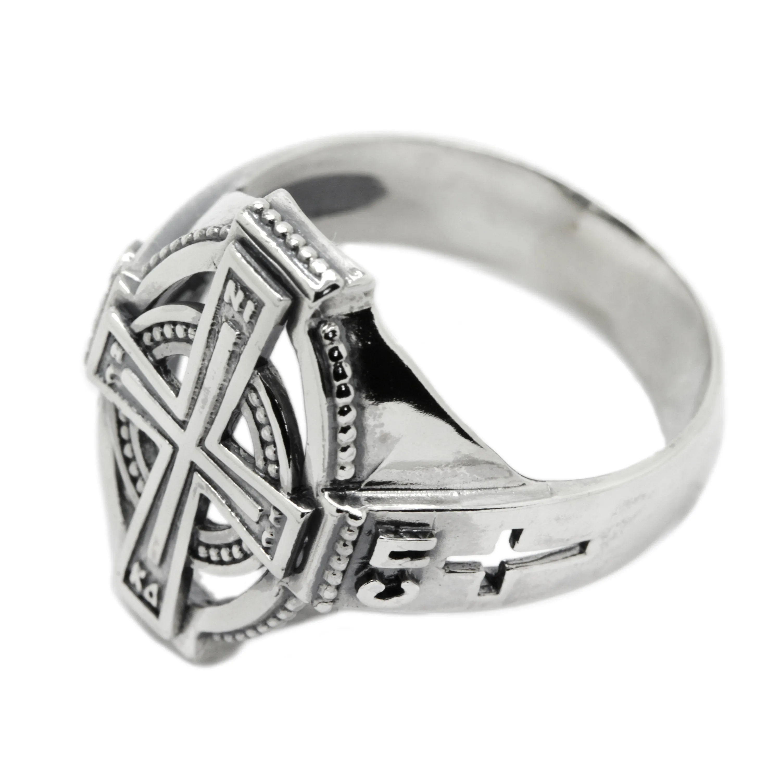 Cross Bless & Save Men's Ring Sterling Solid Silver 925