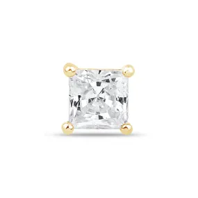 Cubic Zirconia Princess Cut Earring in Solid 14k Yellow Gold