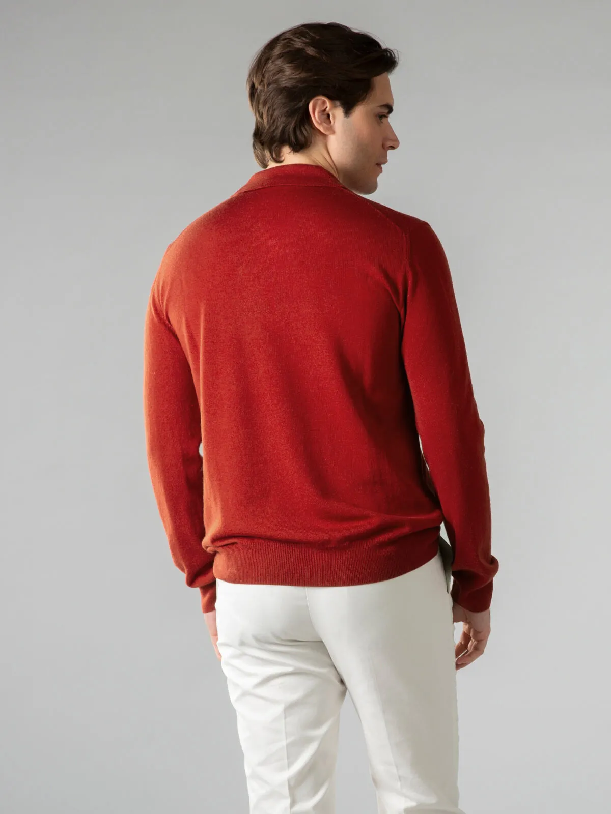 Extrafine Merino Polo Burnt Sienna