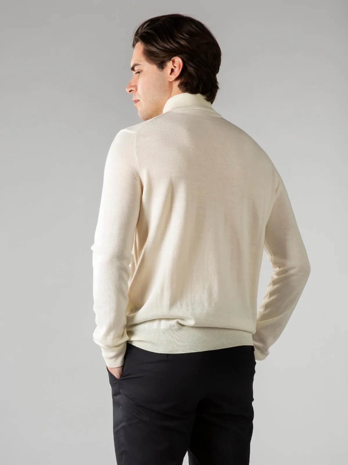 Extrafine Merino Zipper Vest Ivory