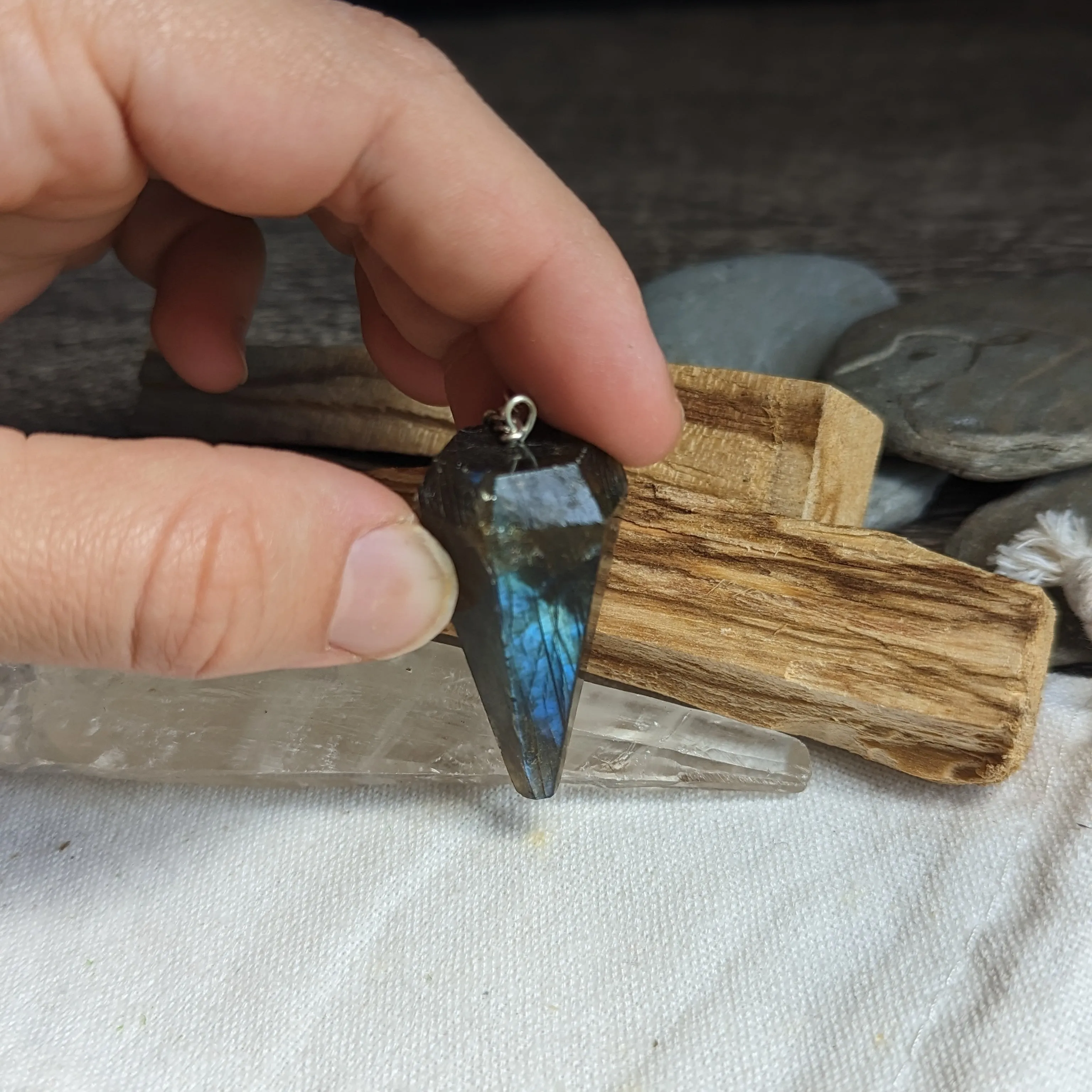 Flashy Labradorite Tapered Pendulum ~ Psychic Development