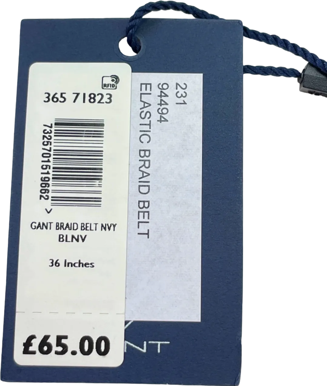 Gant Navy Blue Elastic Braid Belt UK 36