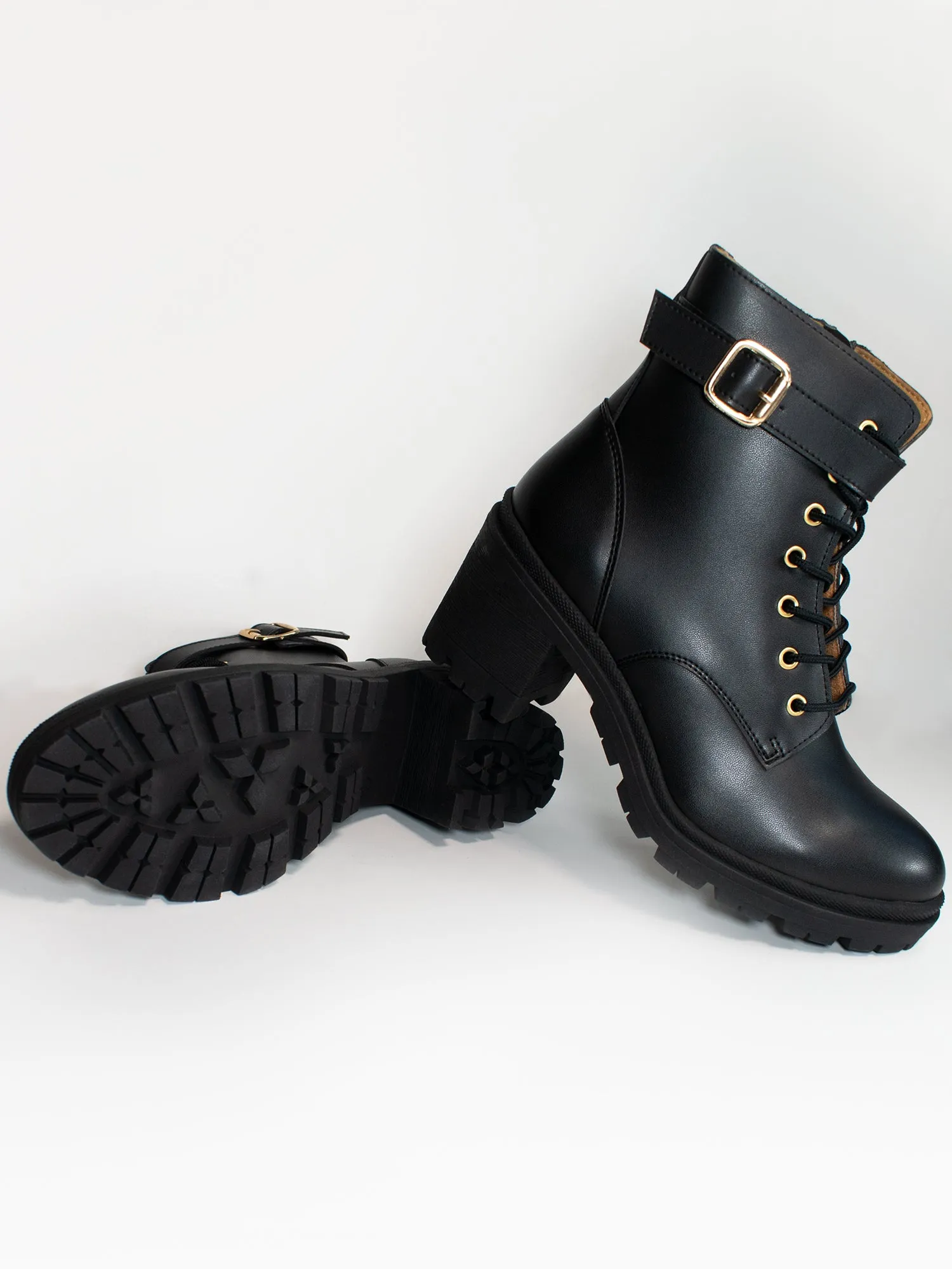 Lace Up Track Sole Booties