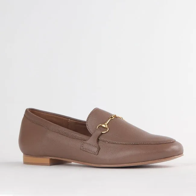 Loafer with Gold Trim in Stone - 12451