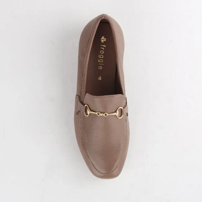 Loafer with Gold Trim in Stone - 12451