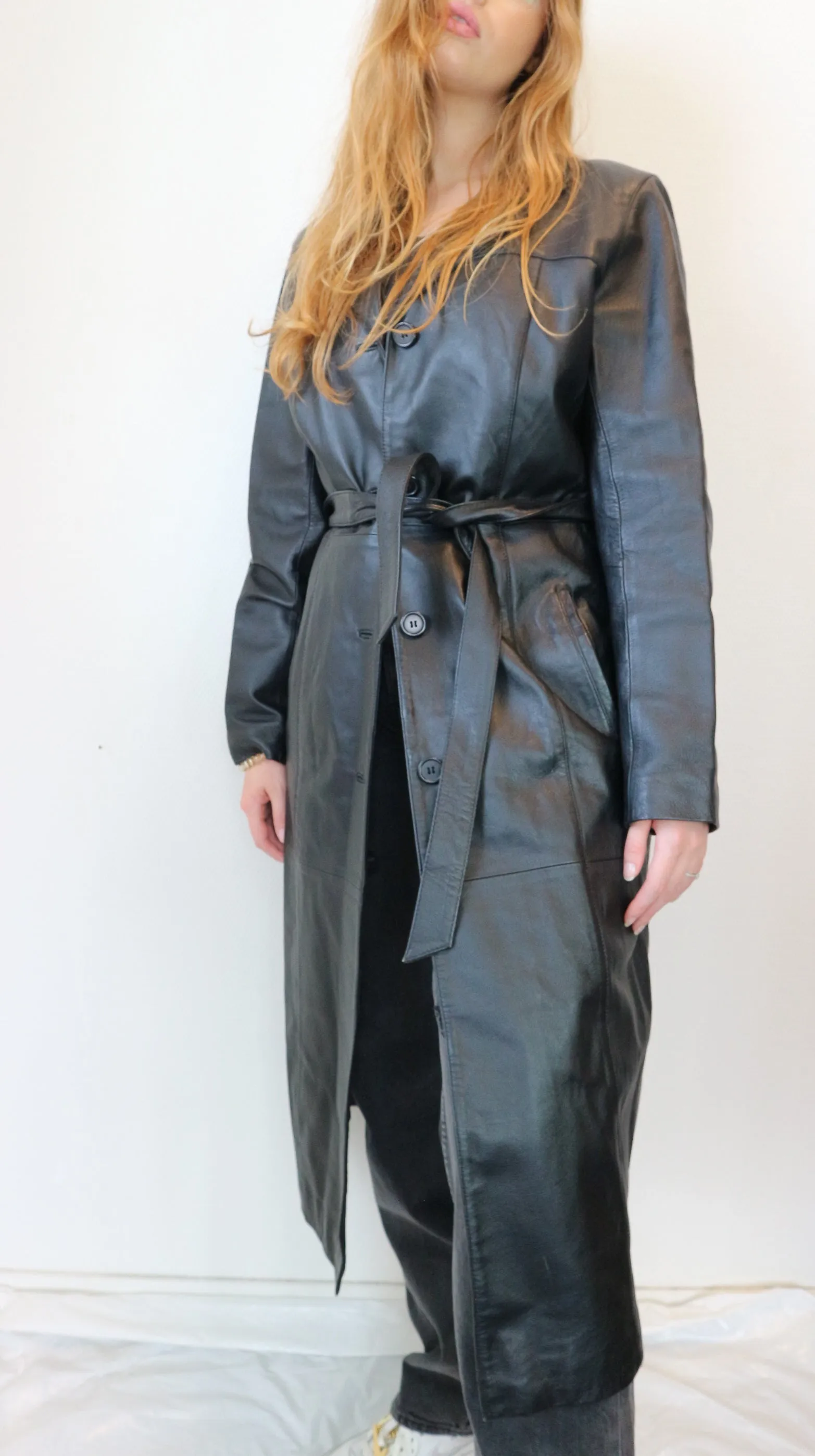 Longline Leather Coat M/L