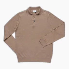 Markus long sleeved knitted polo in cashmere and silk