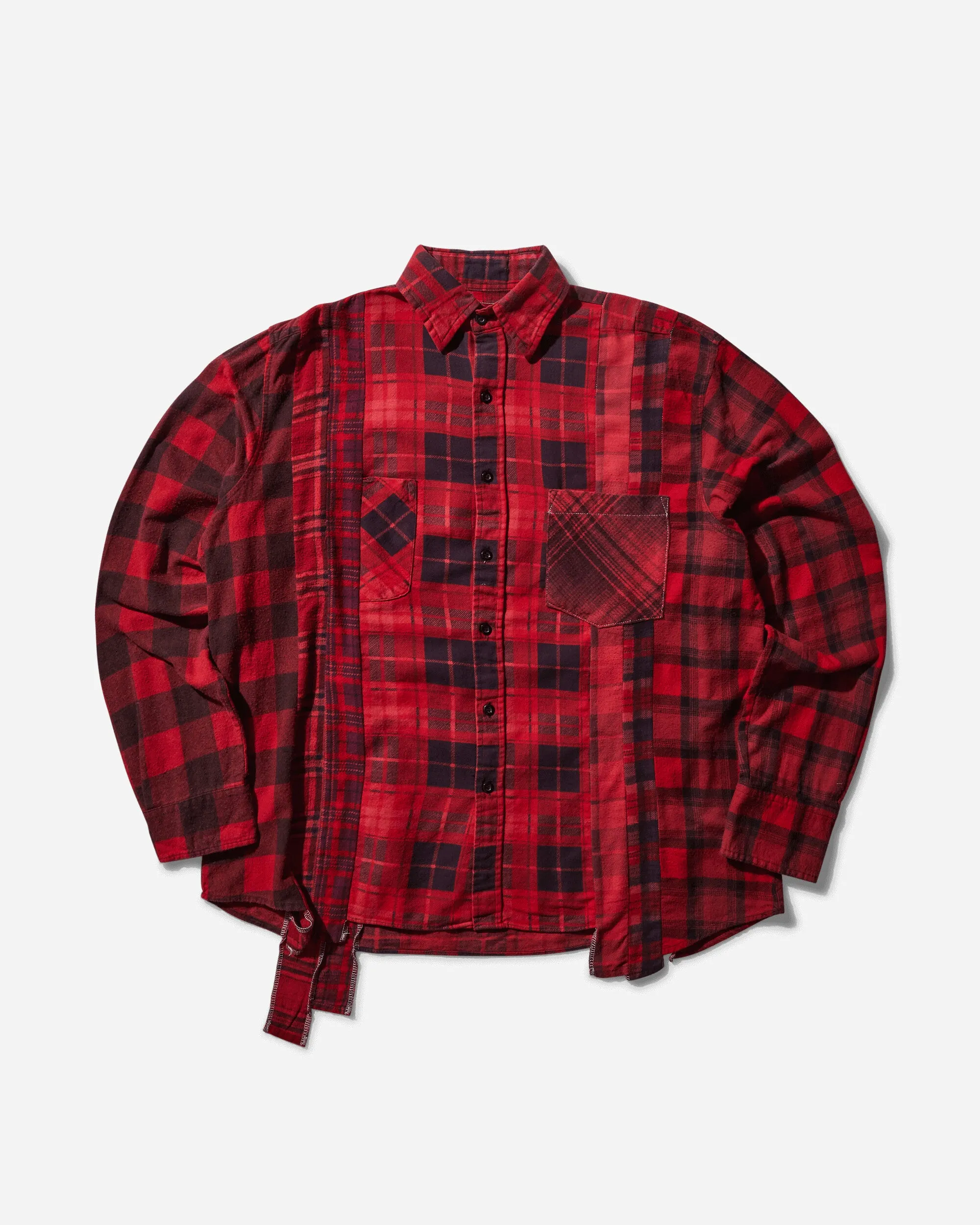 Men's 7 Cuts Flannel Shirt Over Dye Red