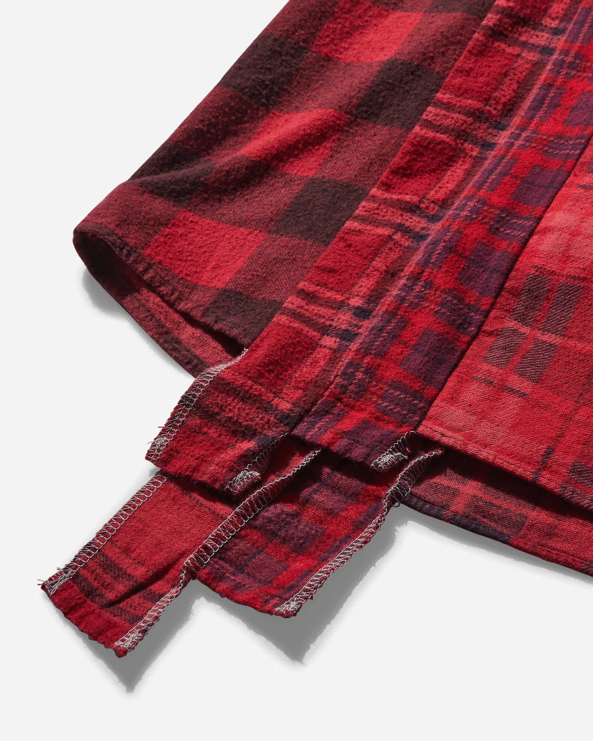 Men's 7 Cuts Flannel Shirt Over Dye Red