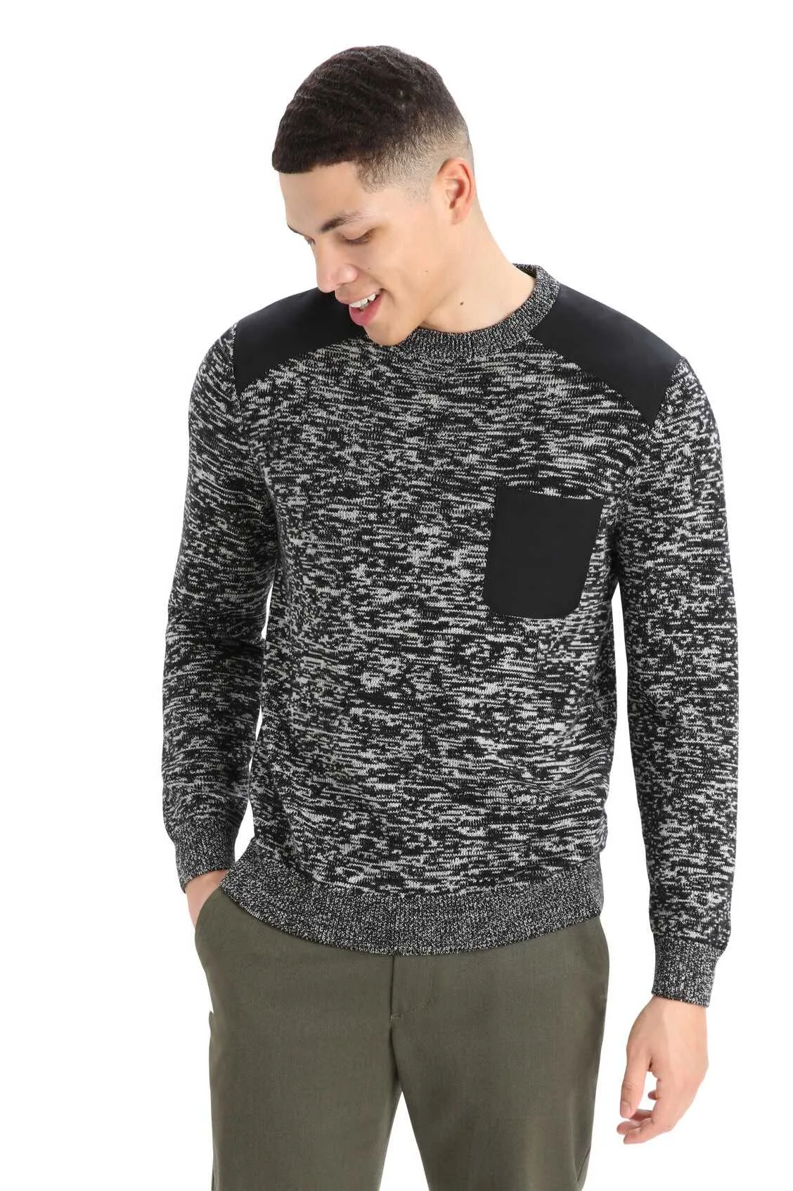 Mens Barein Crewe Sweater - Black/Snow