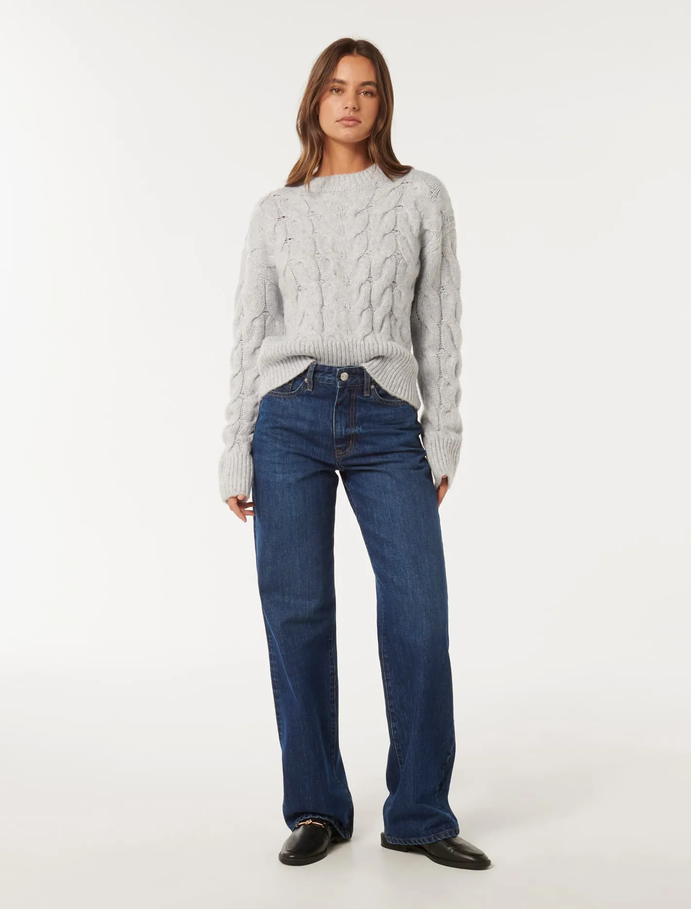 Mila Boxy Crew Neck Cable Jumper