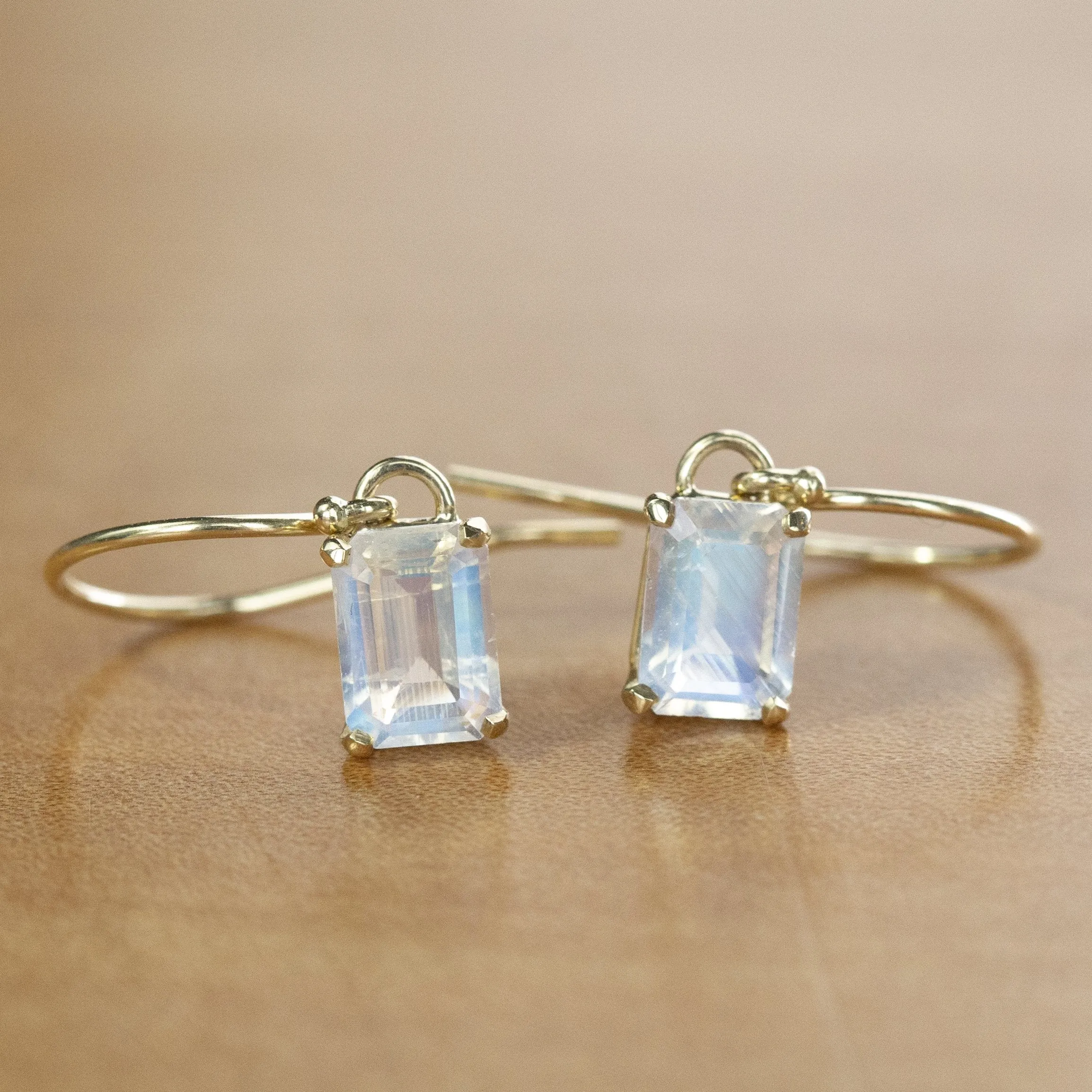 Moonstone Dangle Earrings in 14k Yellow Gold