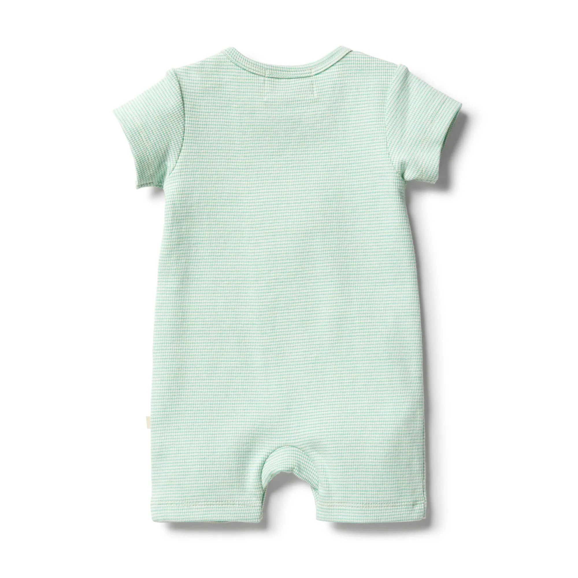 Organic Stripe Rib Growsuit - Neon Mint