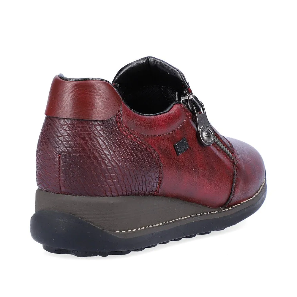 Pantofi casual, dama, RIEKER, TEX ANTISTRESS, 44265-35 bordo, piele naturala