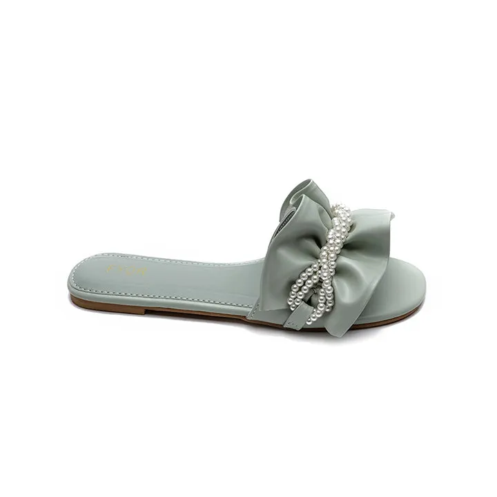 Pearl Detailed Ruched Slide Sandal MY 221