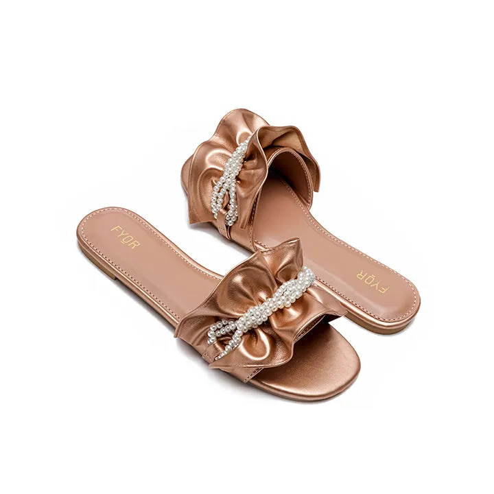 Pearl Detailed Ruched Slide Sandal MY 221