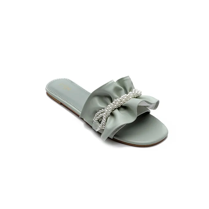 Pearl Detailed Ruched Slide Sandal MY 221