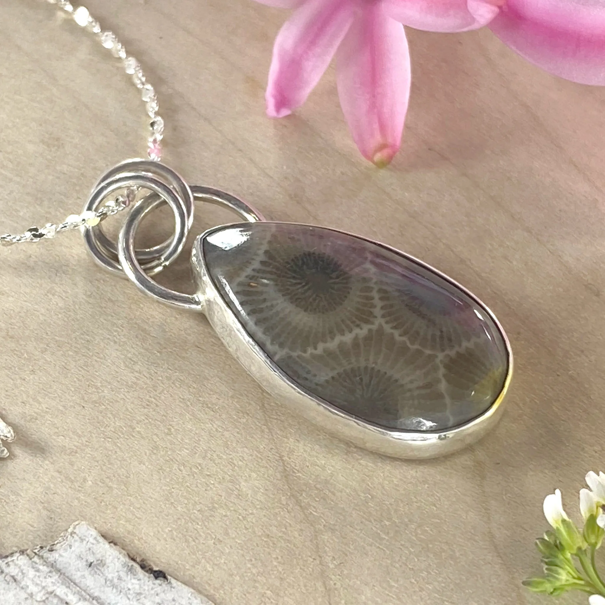 Petoskey Stone Teardrop Pendant Necklace