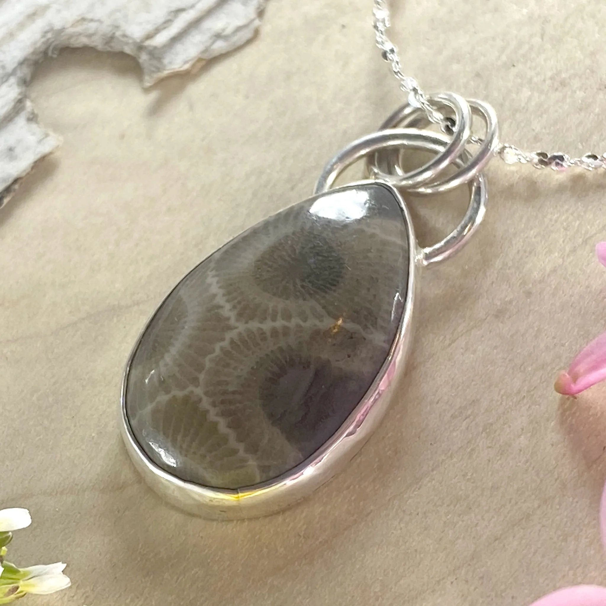 Petoskey Stone Teardrop Pendant Necklace