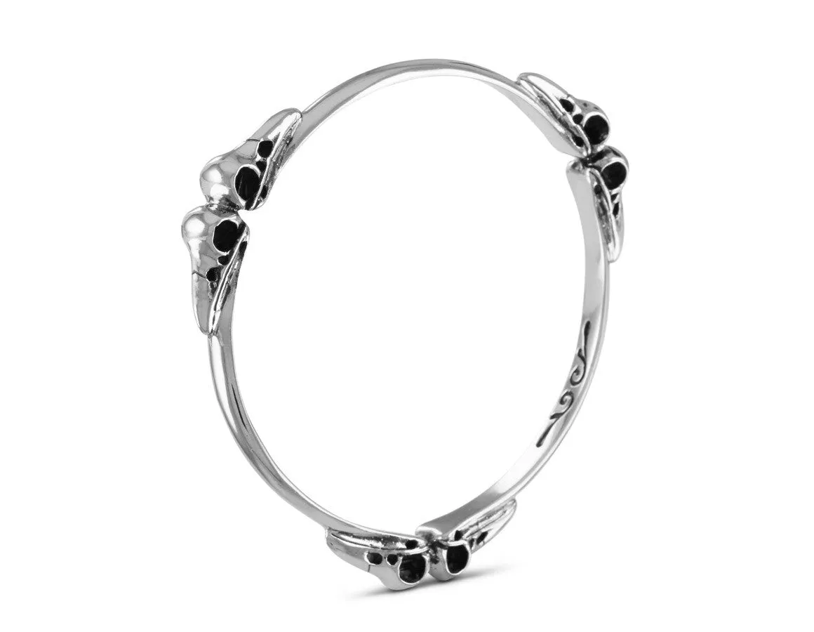 Raven Skull Bangle - Silver