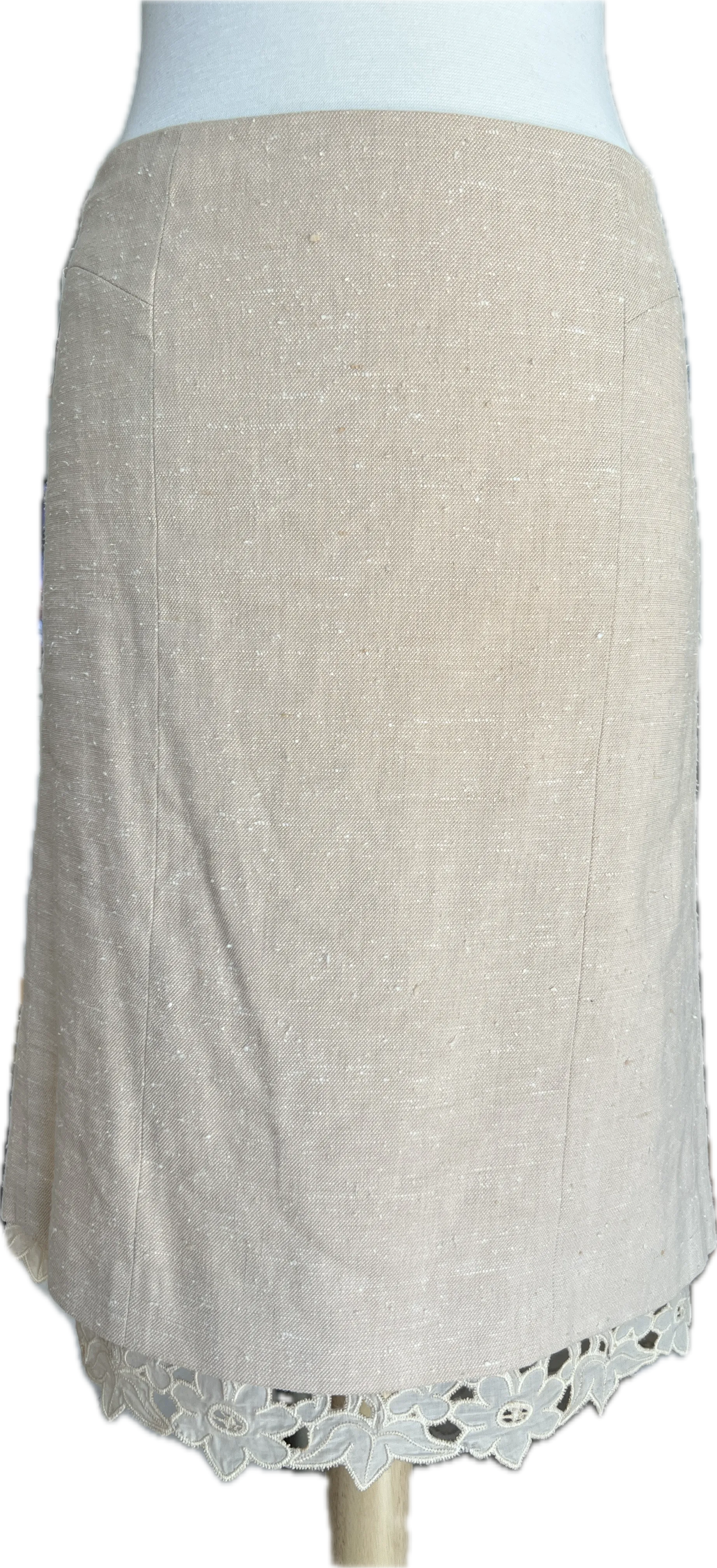 Rebeccca Taylor Cream Vintage Linen Skirt, 8