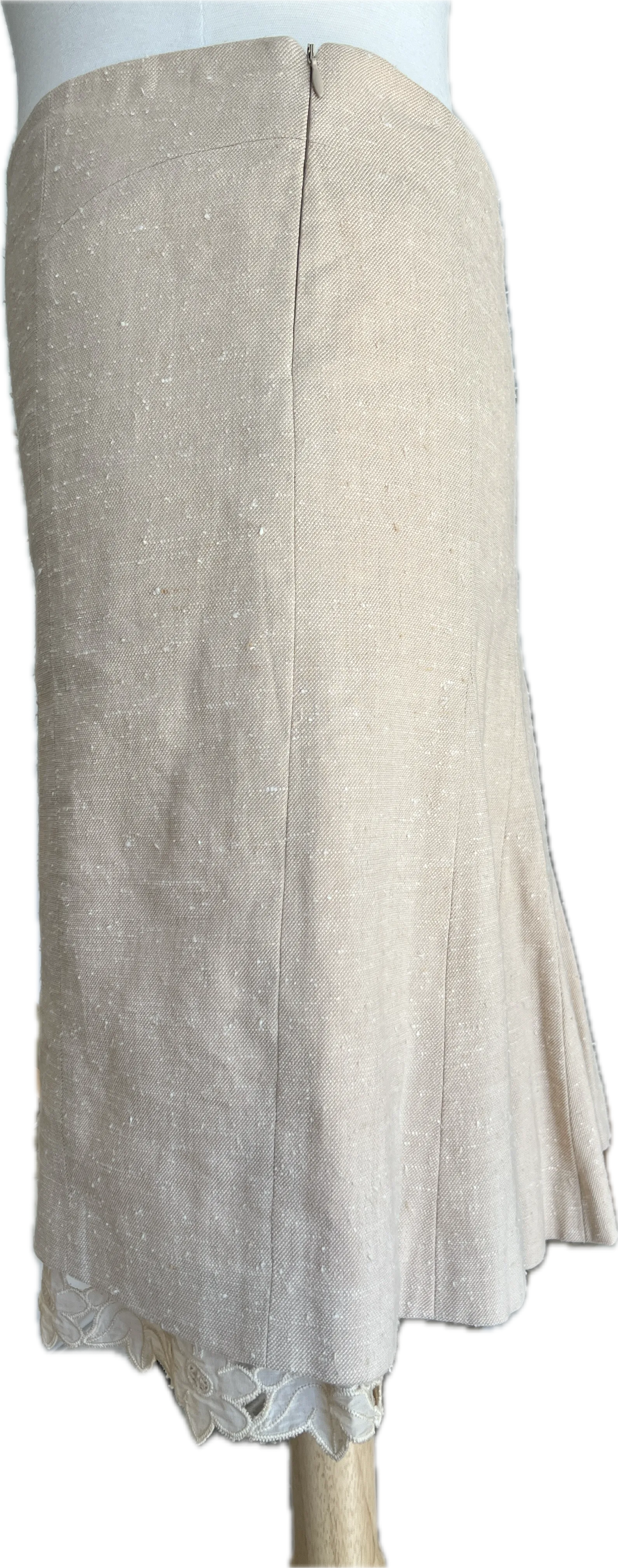 Rebeccca Taylor Cream Vintage Linen Skirt, 8