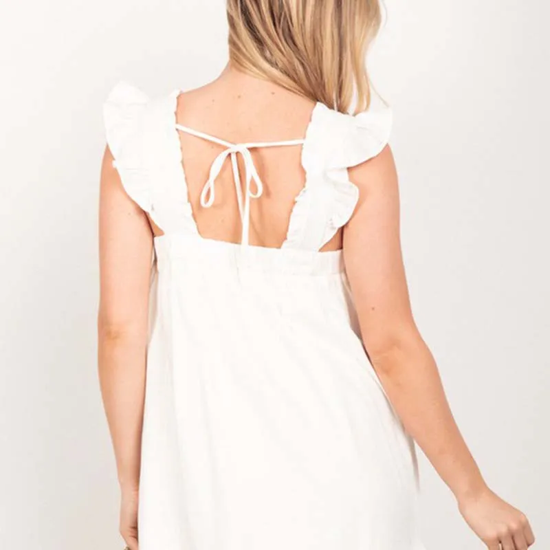 Ruffle Sleeveless Tieback Dress