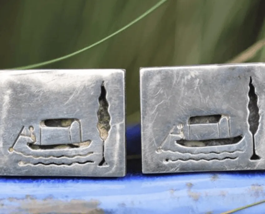 Sterling Silver Cuff Links with Cut Away Design