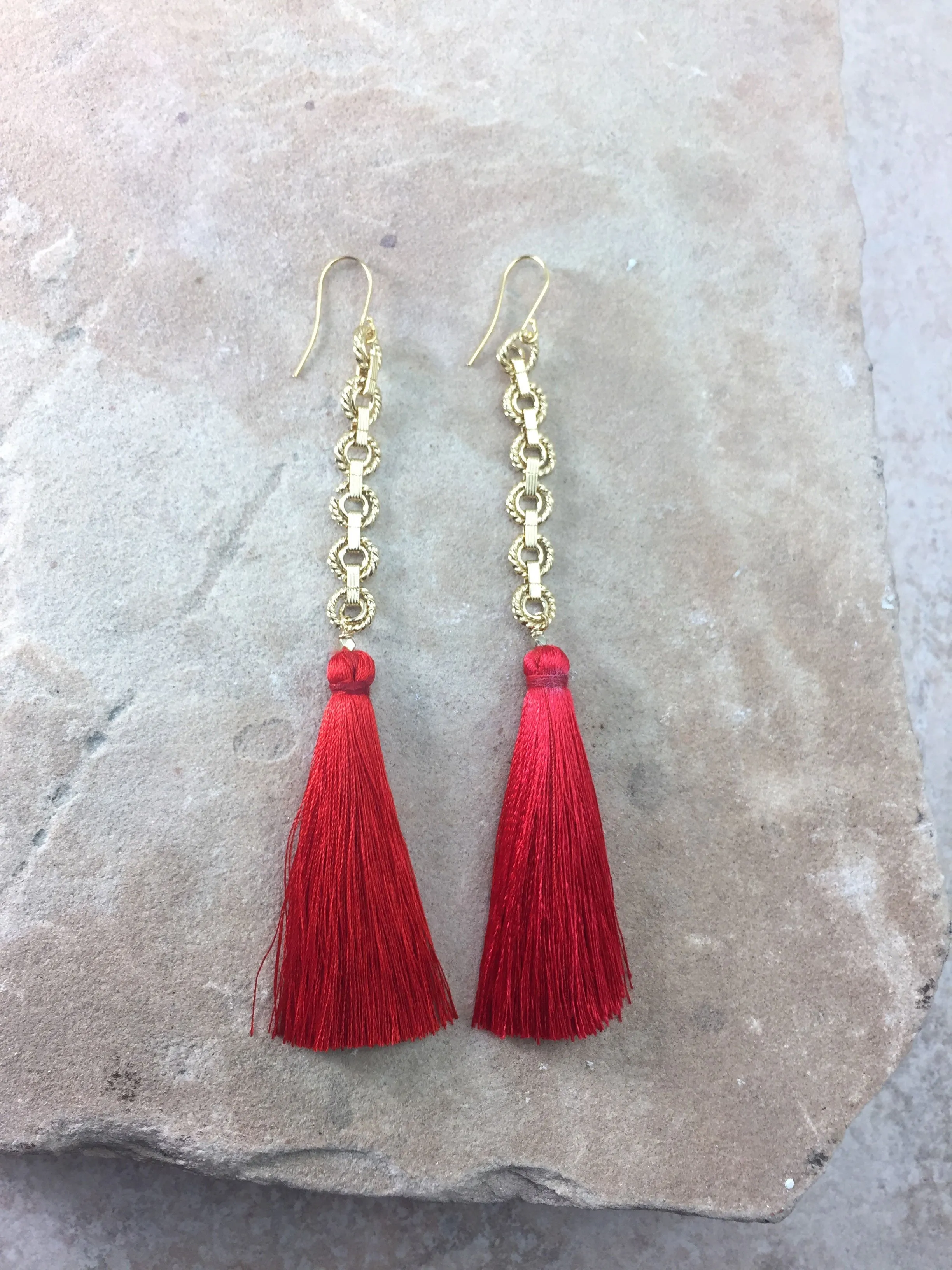 Vanessa Mooney The Isla Tassel Earrings Red