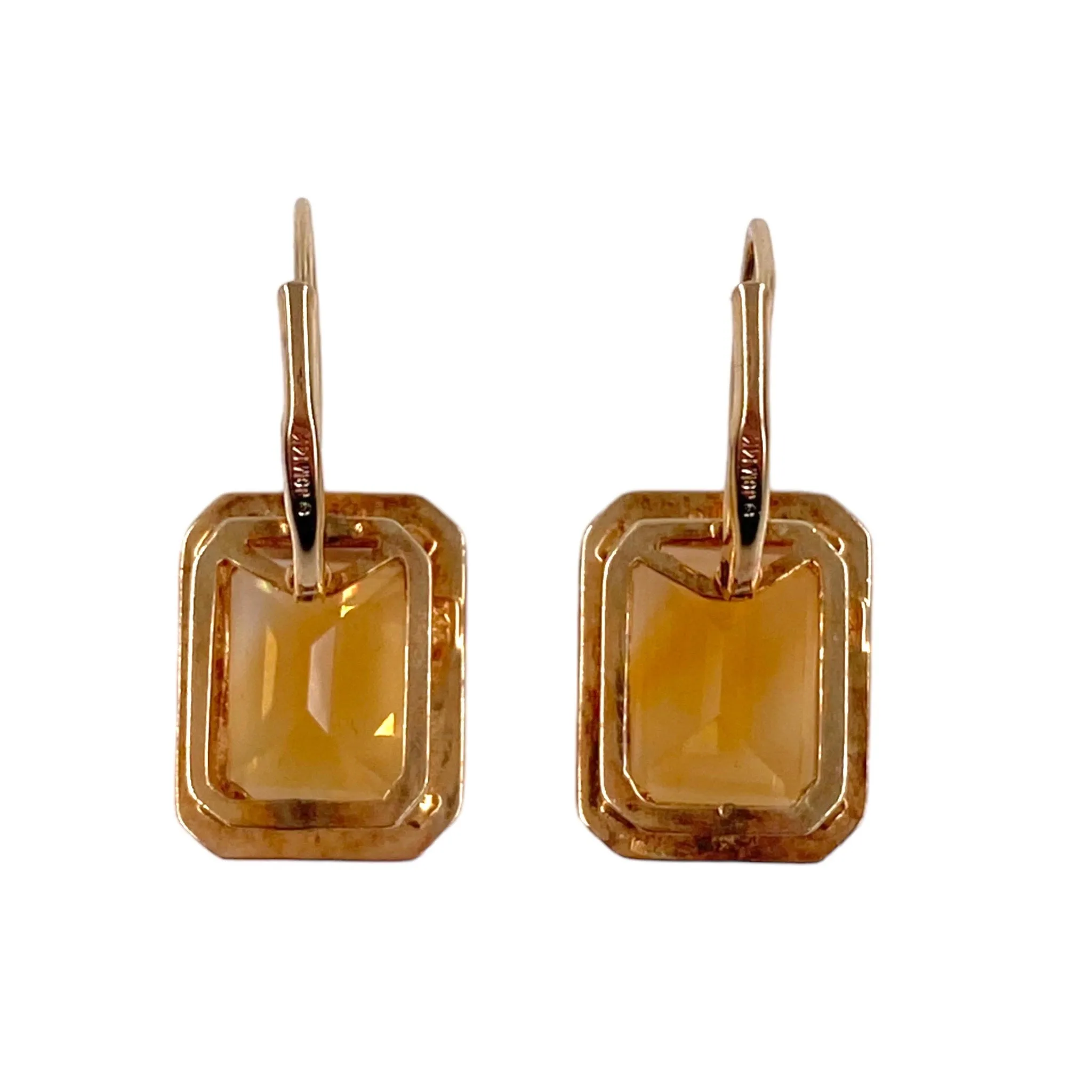 Vintage 14K Yellow Gold Citrine Earrings